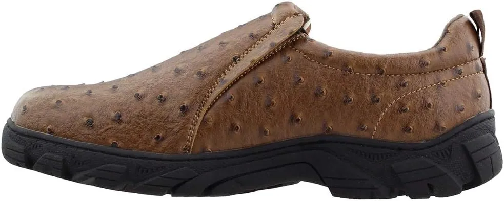 ROPER Mens Performance Faux Ostrich Slip On Casual Shoes - Brown