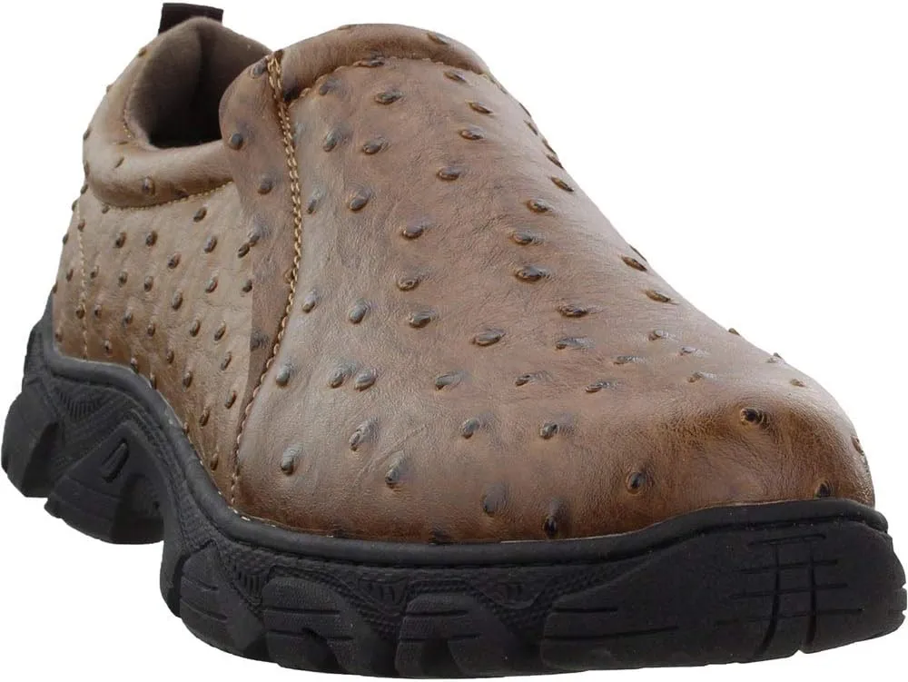 ROPER Mens Performance Faux Ostrich Slip On Casual Shoes - Brown
