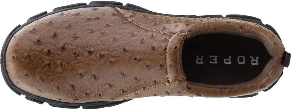 ROPER Mens Performance Faux Ostrich Slip On Casual Shoes - Brown