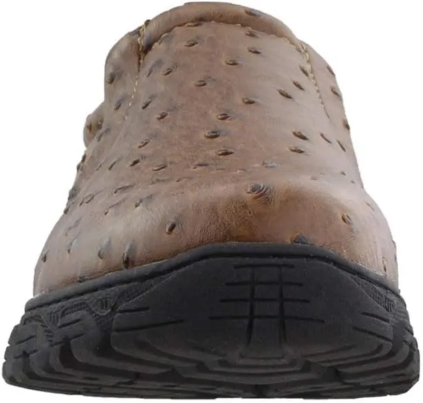 ROPER Mens Performance Faux Ostrich Slip On Casual Shoes - Brown