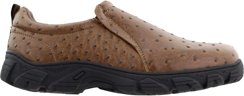 ROPER Mens Performance Faux Ostrich Slip On Casual Shoes - Brown