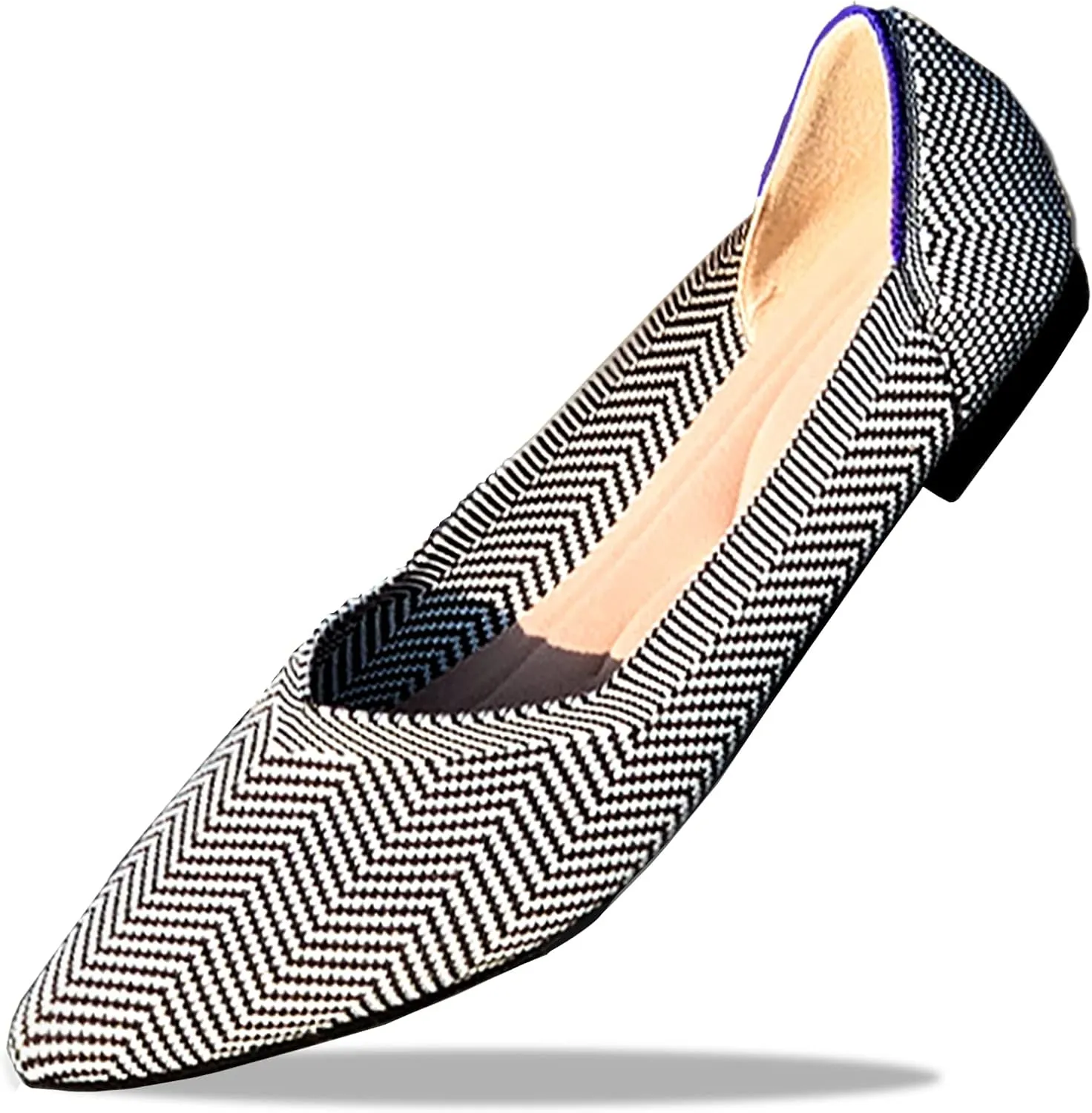 Rosella Carlie Knit Ballet Flats for Women Dress Shoes Pointed Toe Slip On Flats Slipper Comfort Walking Shoes for Women Wedding Guest Shoes