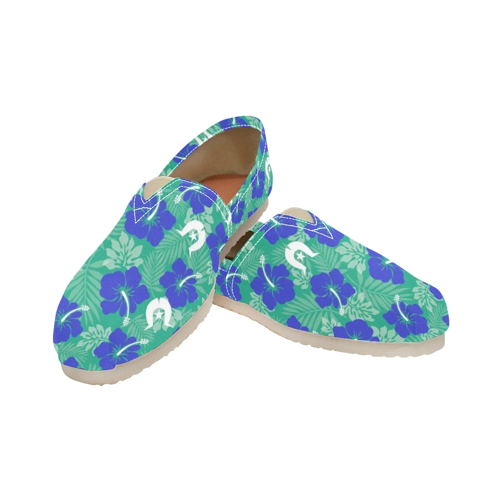 Royal Blue Hibiscus flowers with Dhari on Men's Classic Canvas Slip-On Shoes