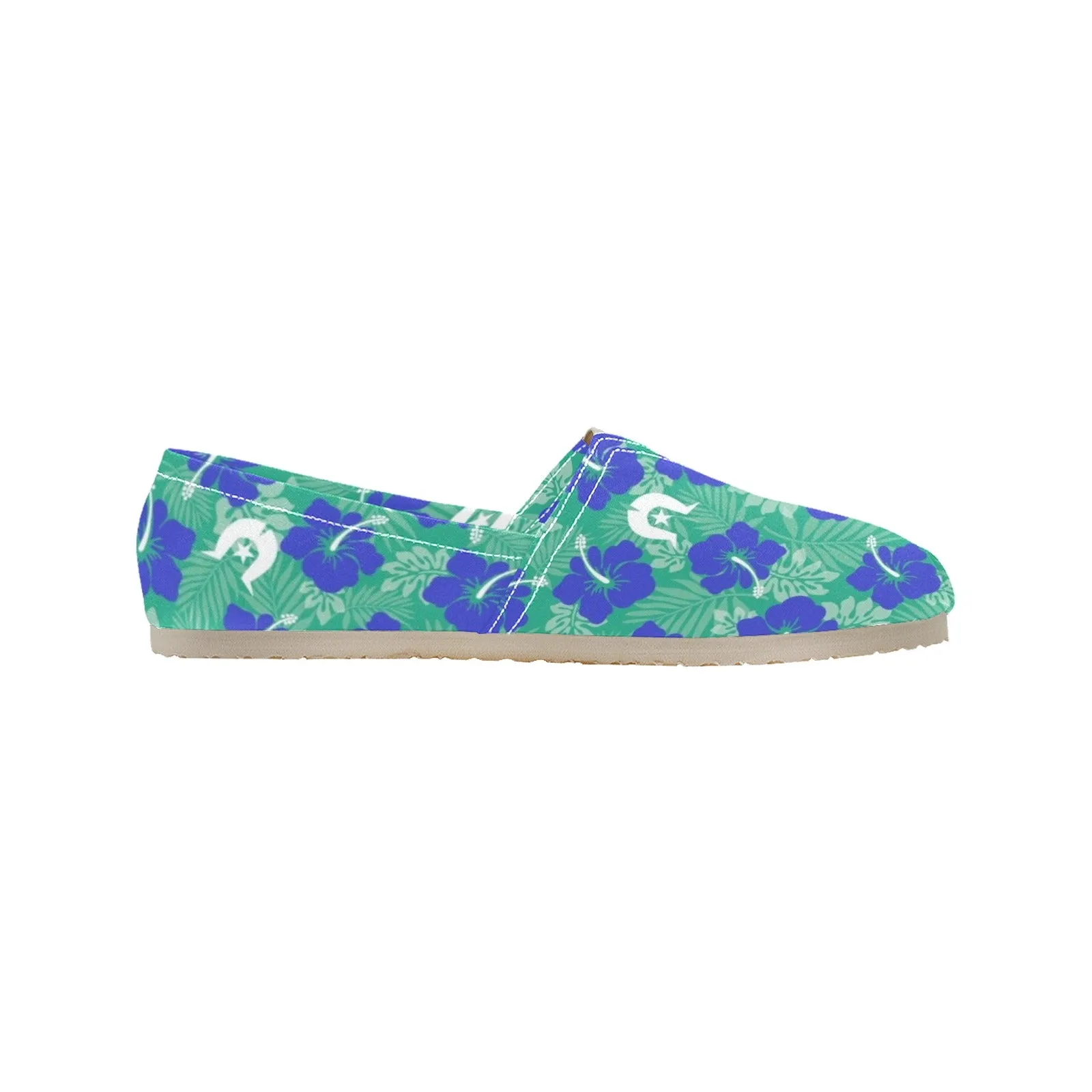 Royal Blue Hibiscus flowers with Dhari on Men's Classic Canvas Slip-On Shoes