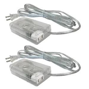 Royal Designs Light Dimmer Plug in Switch for Halogen and Incandescent Bulbs with Foot Slider, 6 Feet Cord, 300W, Set of 2