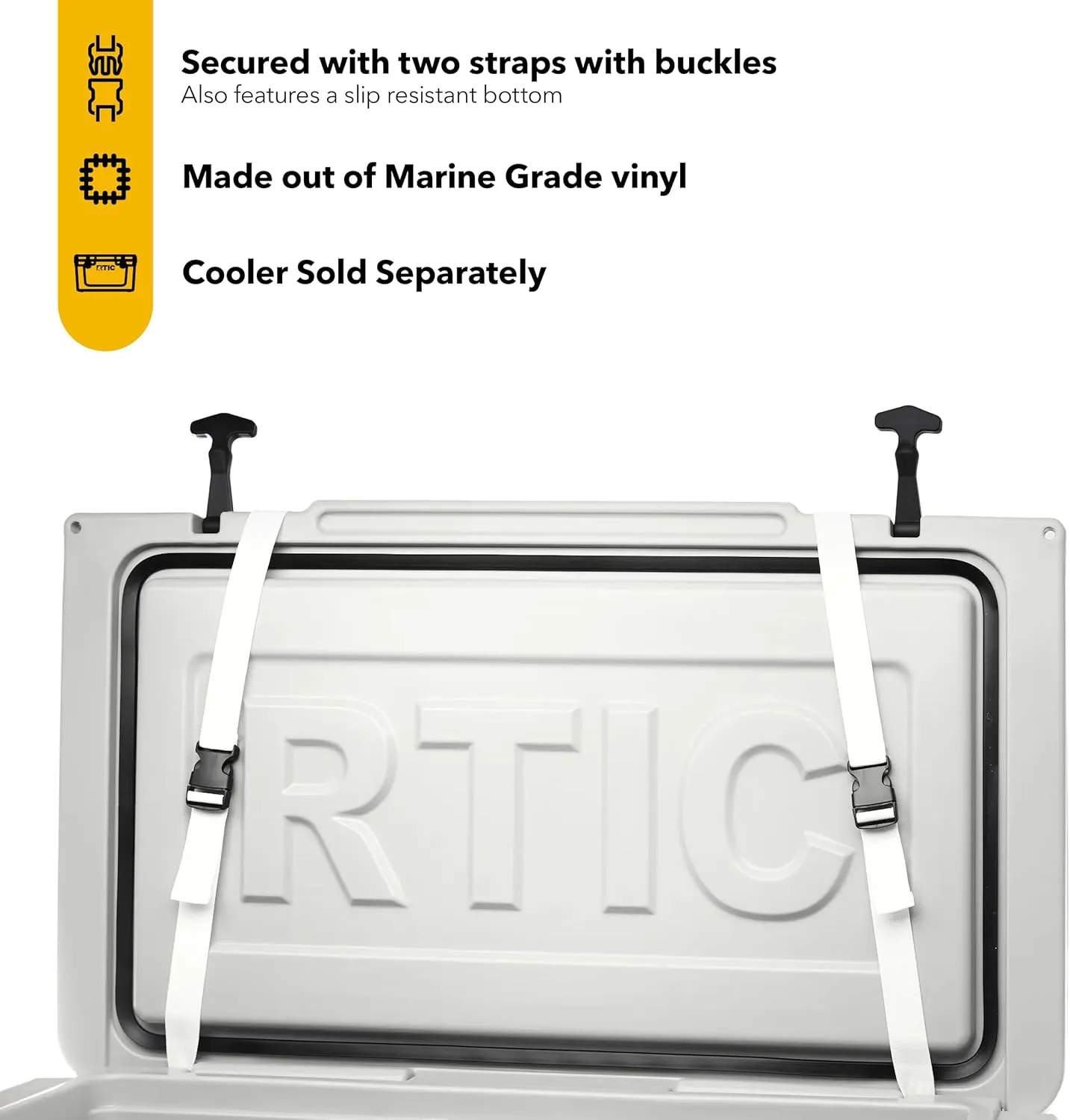 RTIC Ultra-Tough Cooler Seat Cushion, Great for Family Travels, Boating Or Hunting, Easy Clean Vinyl, Buckle Fastening and Anti Slip