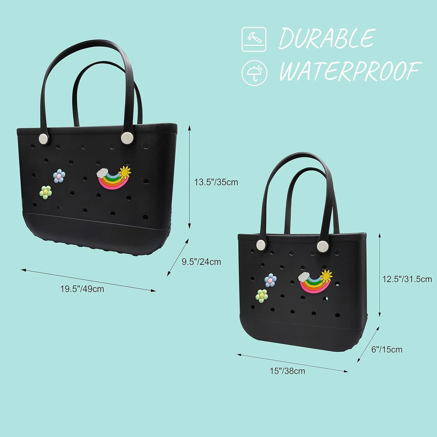 Rubber Beach Bag Waterproof Washable Tip-Proof Durable Tote Bag for Beach Pool Sports Modern Versatile Rubber Tote