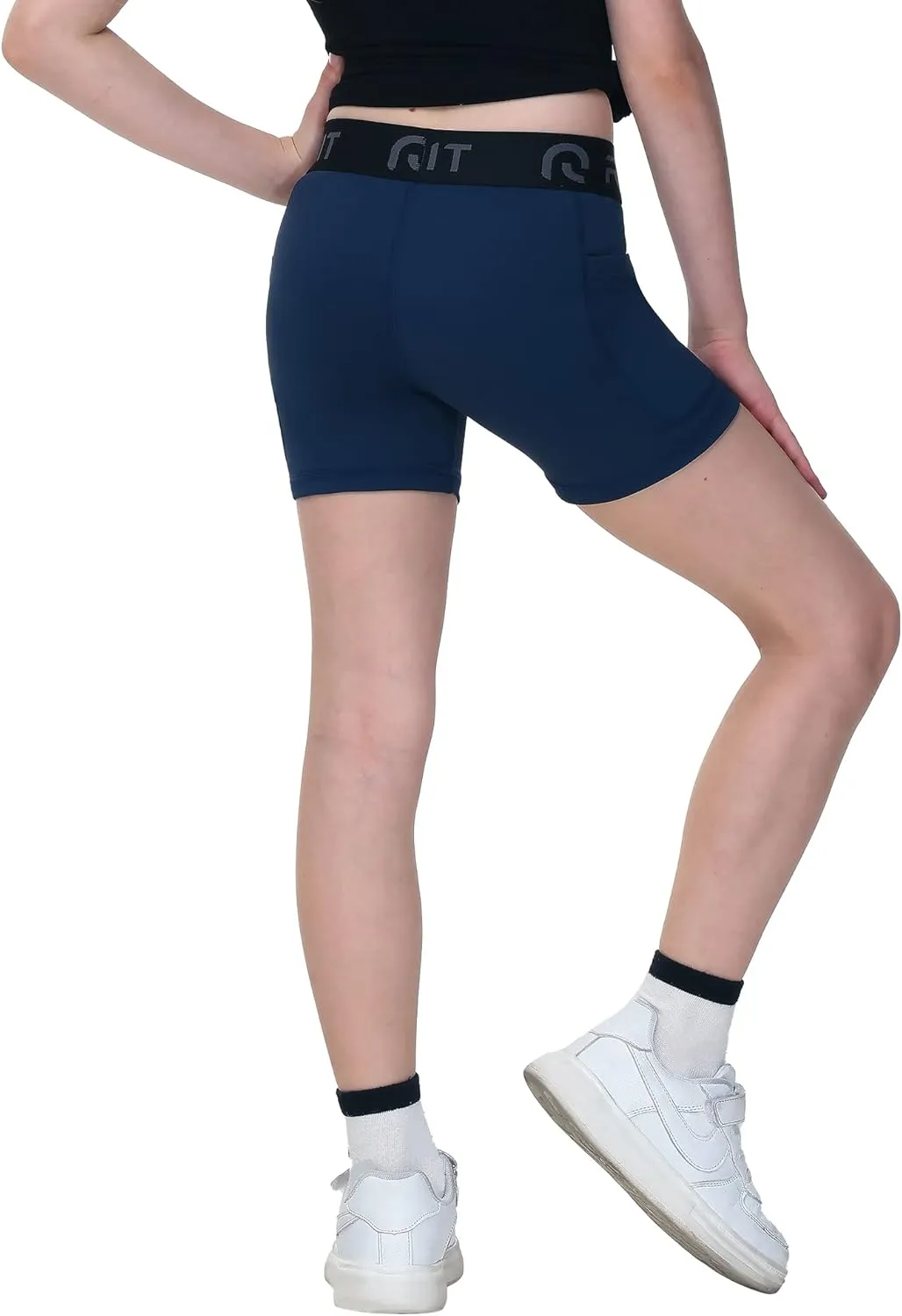 Runhit 4" Youth Girls Volleyball Shorts Spandex Girls Compression Shorts Biker Dance Kids Gymnastics Shorts with Pockets