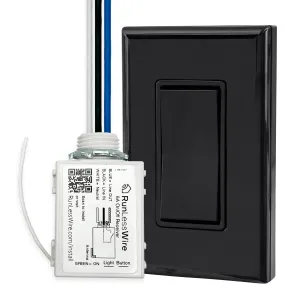 RunLessWire Single Pole Remote Light Switch Kit Wireless Battery-Free Self-Powered Kinetic DIY Wall Switch 150ft RF Range - Basic: 1 On/Off Receiver, 1 Switch - Black