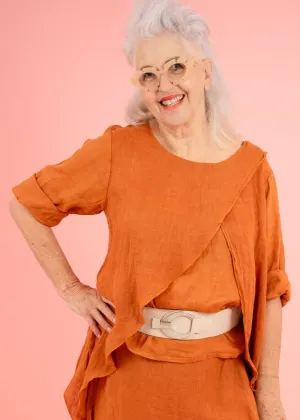Rust Laya Linen Top