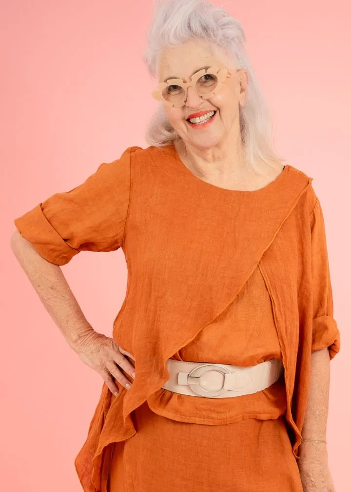 Rust Laya Linen Top