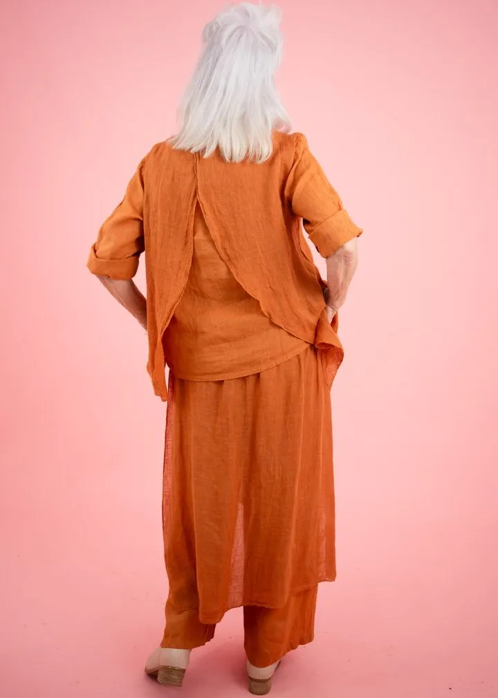Rust Laya Linen Top