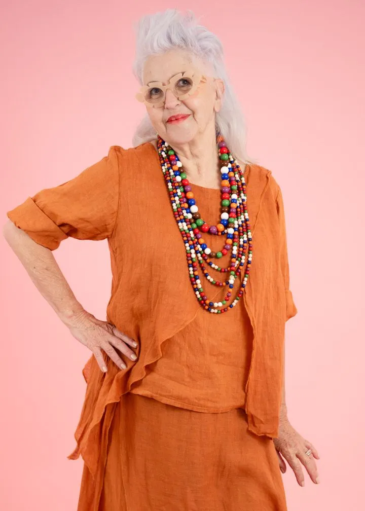 Rust Laya Linen Top