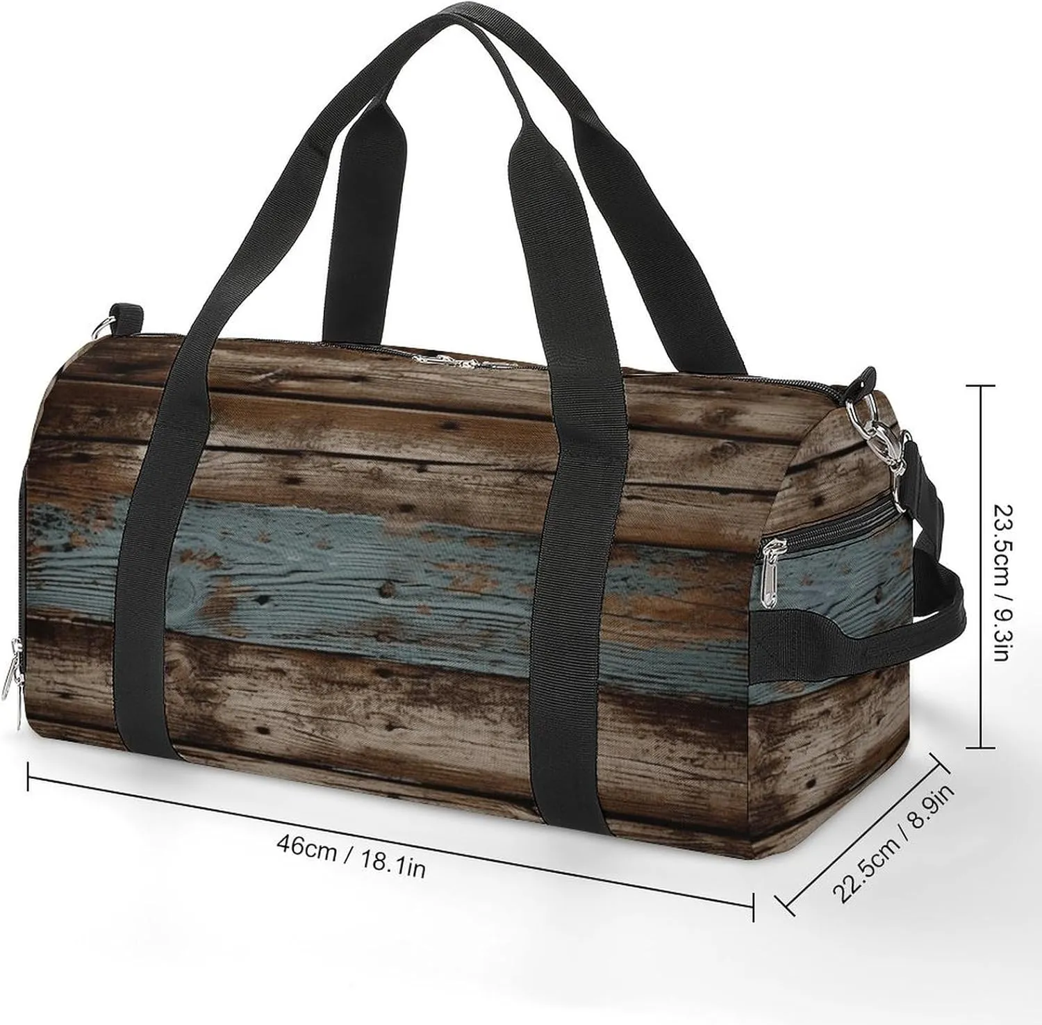 Rustic Old Barn Wood Sports Gym Bag Carry on Holdalls for Men Small Duffel Bags for Women with Shoe Compartment