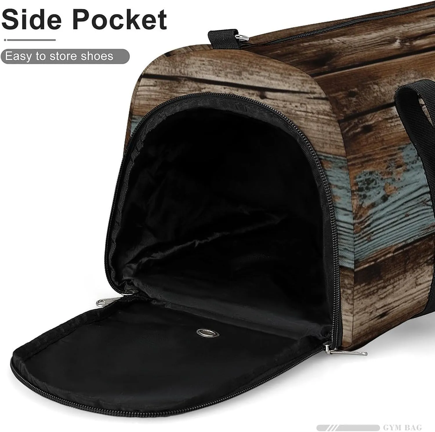 Rustic Old Barn Wood Sports Gym Bag Carry on Holdalls for Men Small Duffel Bags for Women with Shoe Compartment