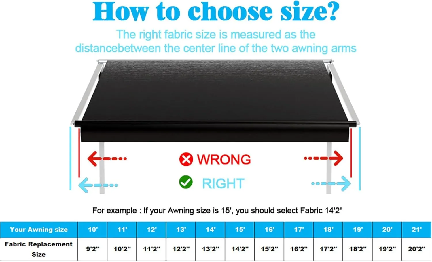 RV Awning Fabric Replacement,Camper Trailer Motorized Awning Replacement for Motorhome,Heavy Duty Weatherproof 18.5oz Outdoor Vinyl RV Canopy 17'(Fabric 16'2") Black Fade