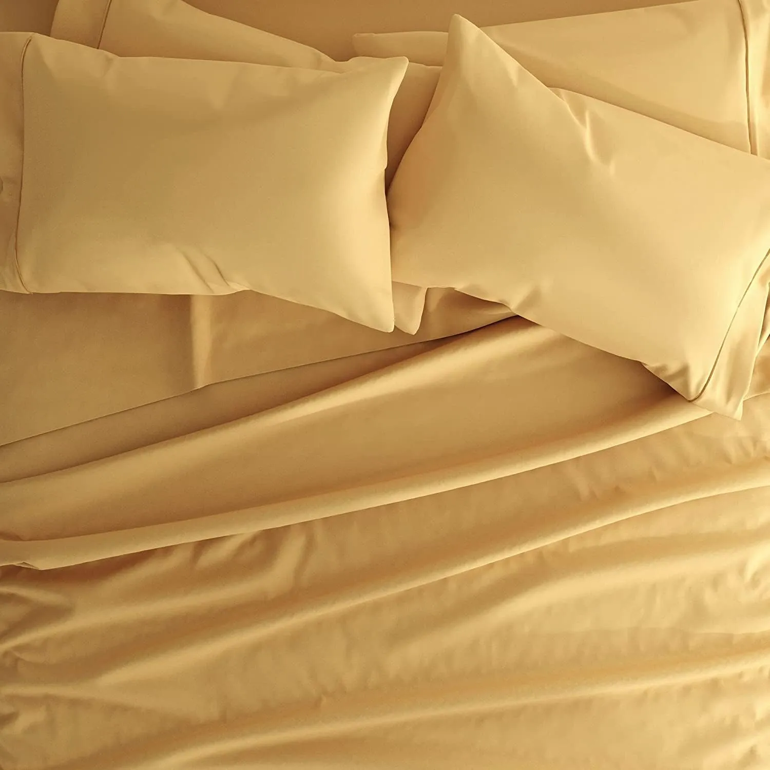 RV King Bed Sheet Set 100% Egyptian Cotton Sheets - 4 Piece Sheet Set - 800 Thread Count Ultra Soft, Smooth, Durable Bedding Set - Fits Mattress Upto 16'' Deep Pocket (RV King/Gold)