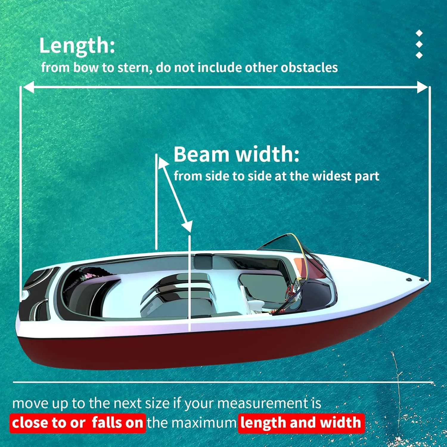 RVMATE 20-22ft Boat Cover, 600D Marine Grade Polyester, Fits V-Hull, Tri-Hull, Fishing Boat, Runabout, Length:20’-22’, Beam Width:106”, Black