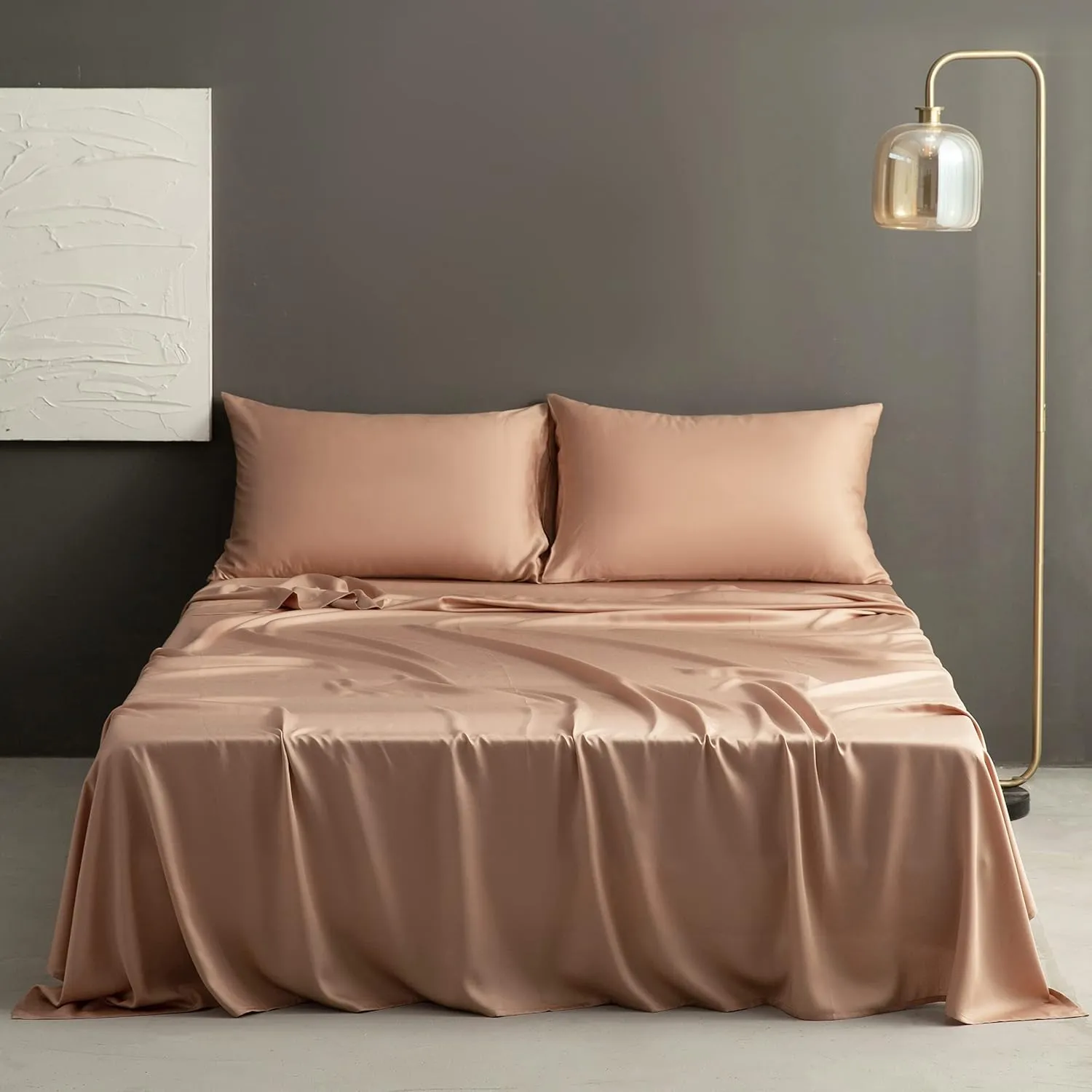S VICTORY SYMBOL 100% Tencel Lyocell Sheets,Cooling for Hot Sleepers,Eucalyptus Sheet Sets King Size-Silky Soft Deep Pocket Bedding Set 4 Pieces,Breathable Smooth Comfy(Light Terracotta)