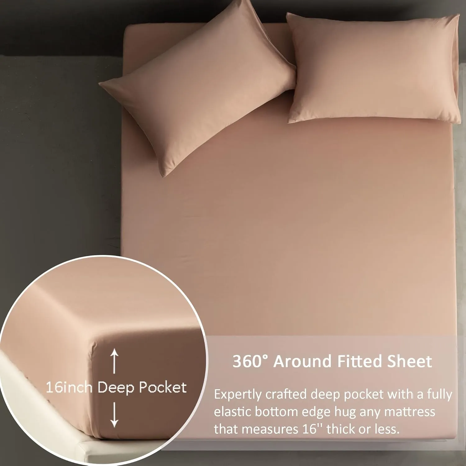 S VICTORY SYMBOL 100% Tencel Lyocell Sheets,Cooling for Hot Sleepers,Eucalyptus Sheet Sets King Size-Silky Soft Deep Pocket Bedding Set 4 Pieces,Breathable Smooth Comfy(Light Terracotta)
