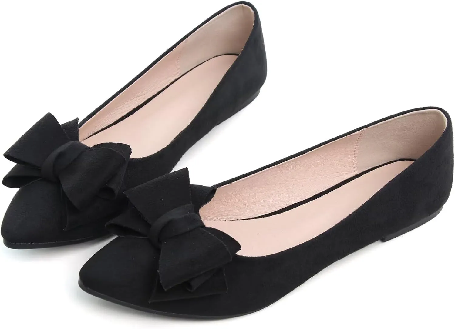 SAILING LU Bow-Knot Ballet Flats for Women Pointed Toe Crystals Wedding Shoes Comfort Light Weight Loafers