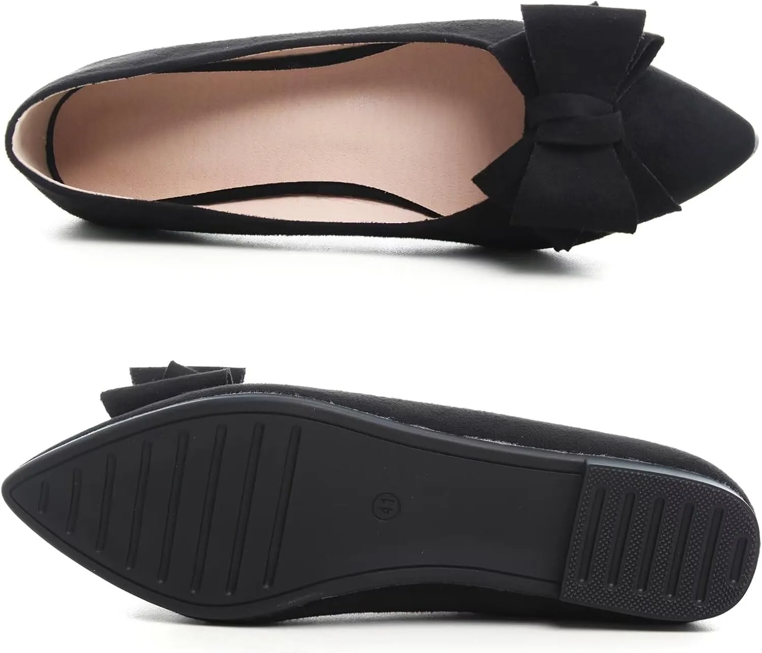 SAILING LU Bow-Knot Ballet Flats for Women Pointed Toe Crystals Wedding Shoes Comfort Light Weight Loafers