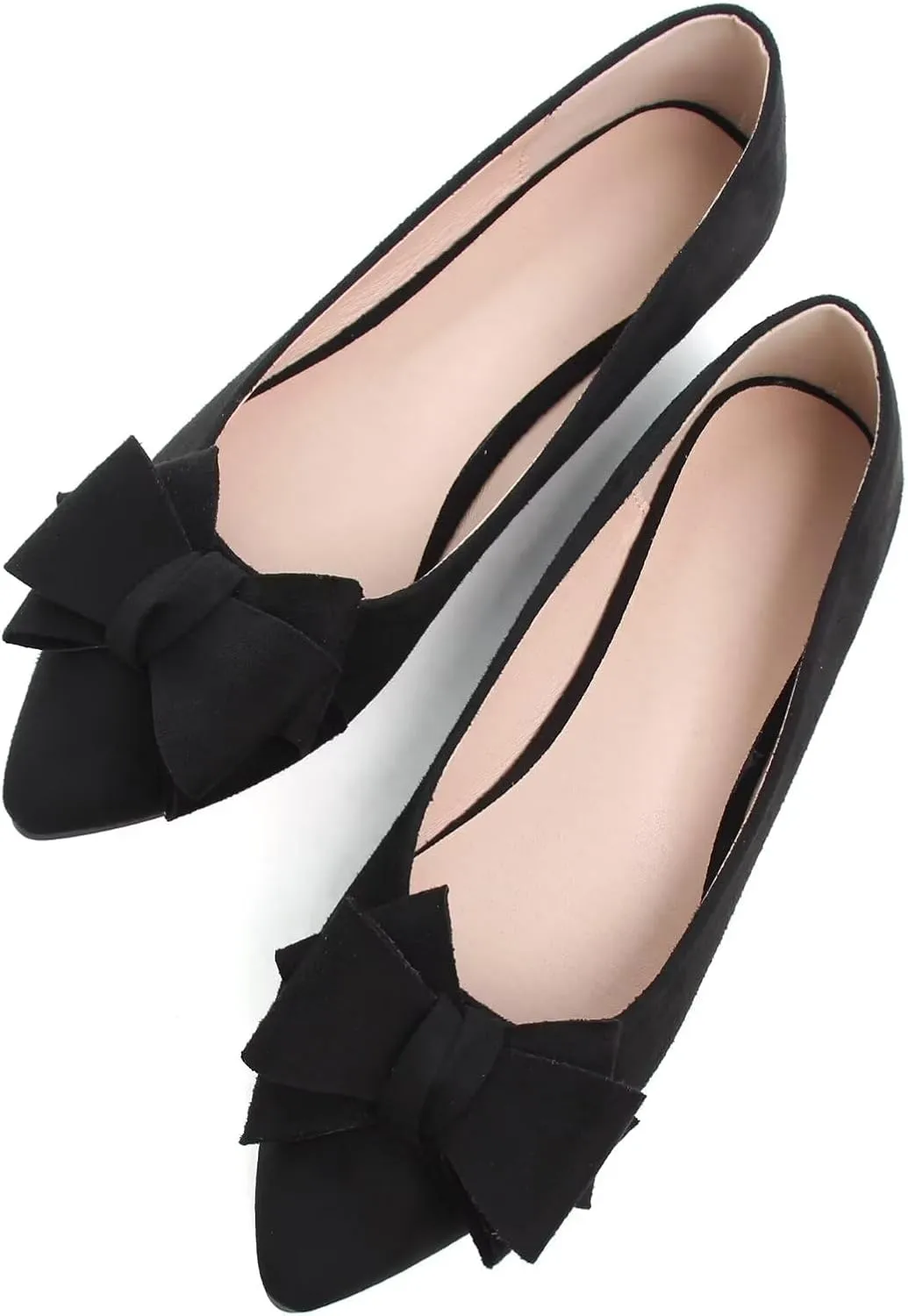 SAILING LU Bow-Knot Ballet Flats for Women Pointed Toe Crystals Wedding Shoes Comfort Light Weight Loafers