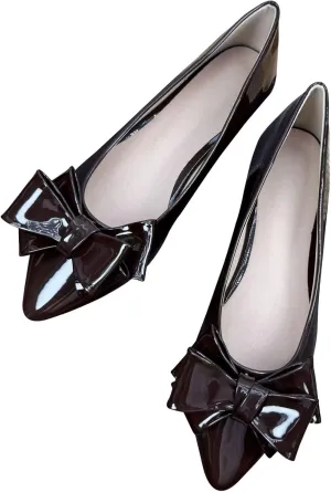 SAILING LU Bow-Knot Ballet Flats for Women Pointed Toe Crystals Wedding Shoes Comfort Light Weight Loafers