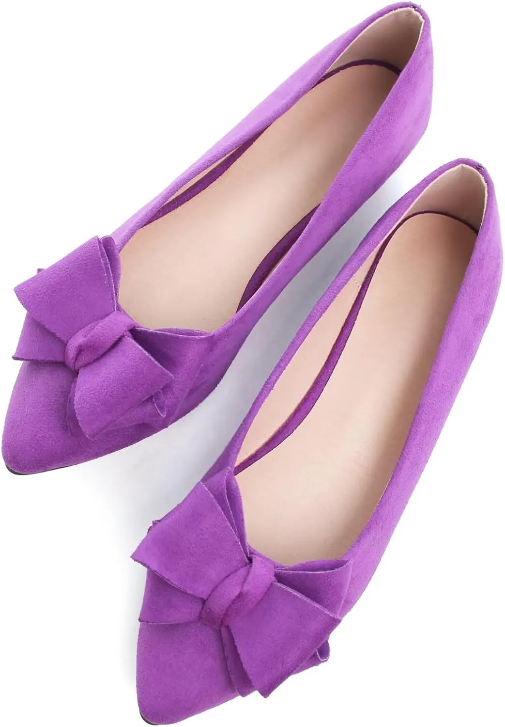 SAILING LU Bow-Knot Ballet Flats for Women Pointed Toe Crystals Wedding Shoes Comfort Light Weight Loafers