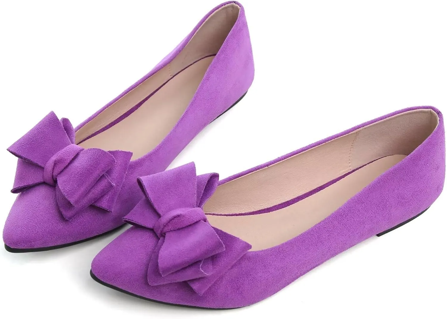 SAILING LU Bow-Knot Ballet Flats for Women Pointed Toe Crystals Wedding Shoes Comfort Light Weight Loafers