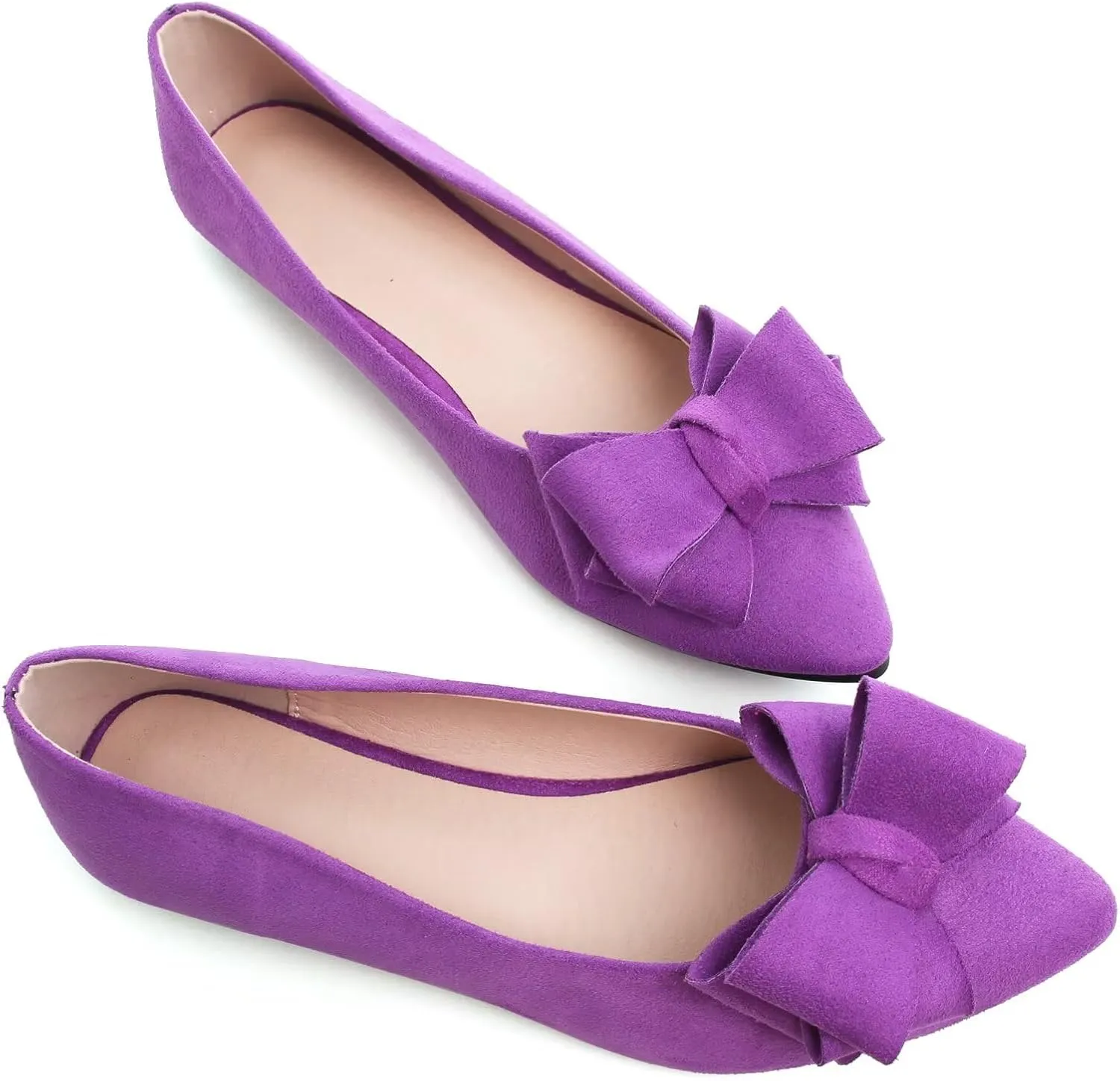 SAILING LU Bow-Knot Ballet Flats for Women Pointed Toe Crystals Wedding Shoes Comfort Light Weight Loafers