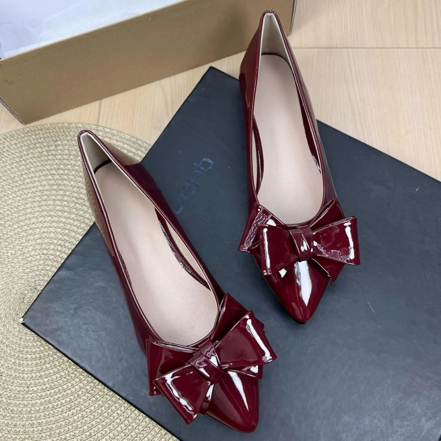 SAILING LU Bow-Knot Ballet Flats for Women Pointed Toe Crystals Wedding Shoes Comfort Light Weight Loafers