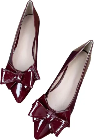 SAILING LU Bow-Knot Ballet Flats for Women Pointed Toe Crystals Wedding Shoes Comfort Light Weight Loafers