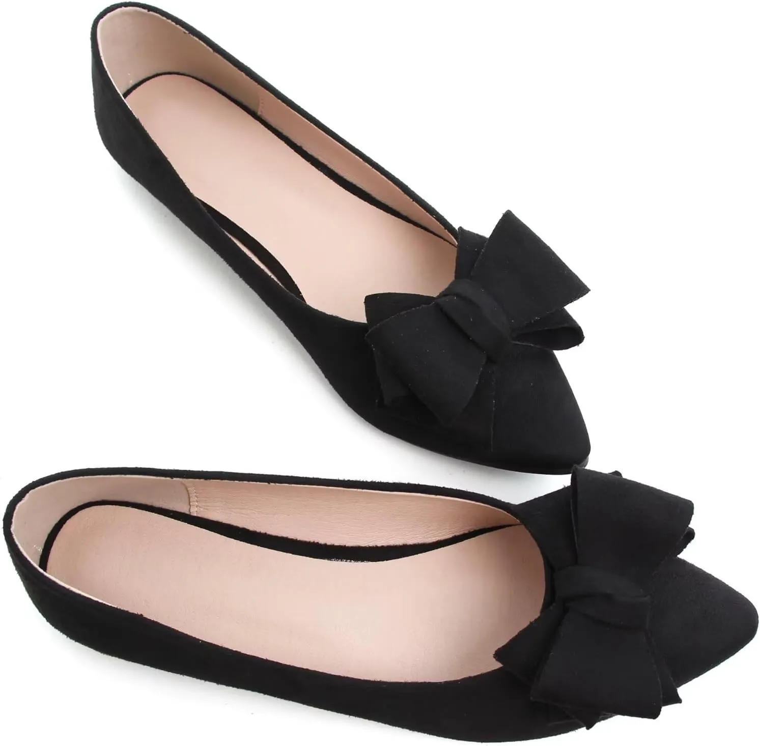 SAILING LU Bow-Knot Ballet Flats for Women Pointed Toe Crystals Wedding Shoes Comfort Light Weight Loafers