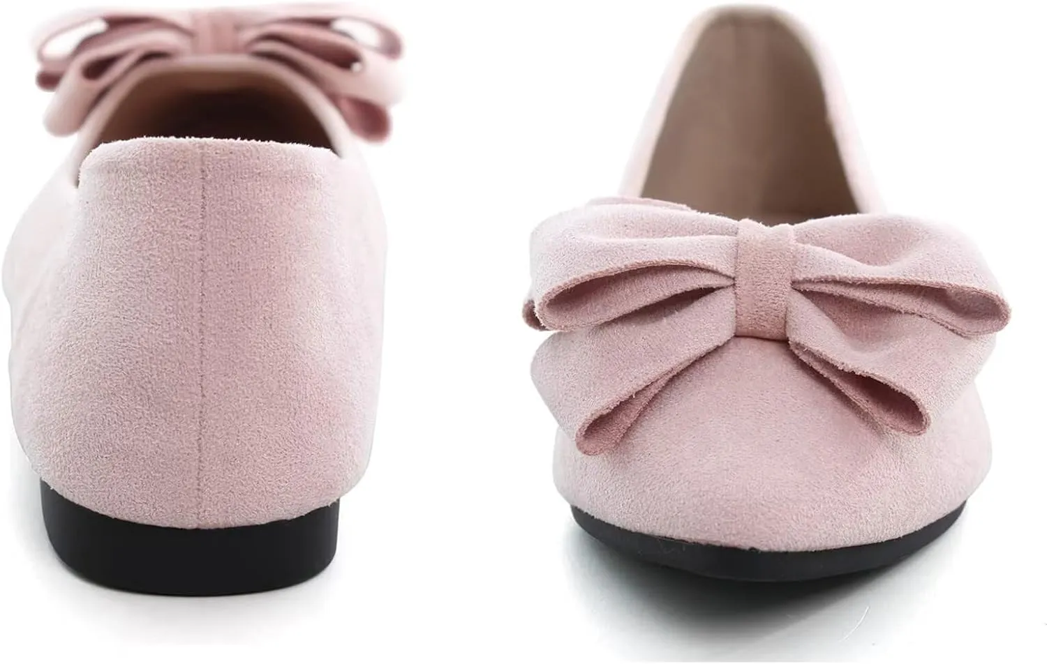 SAILING LU Bowknot Ballet Flats Womens Pointy Toe Casual Flat Shoes Suede Dress Shoes Wear to Work Slip On Moccasins