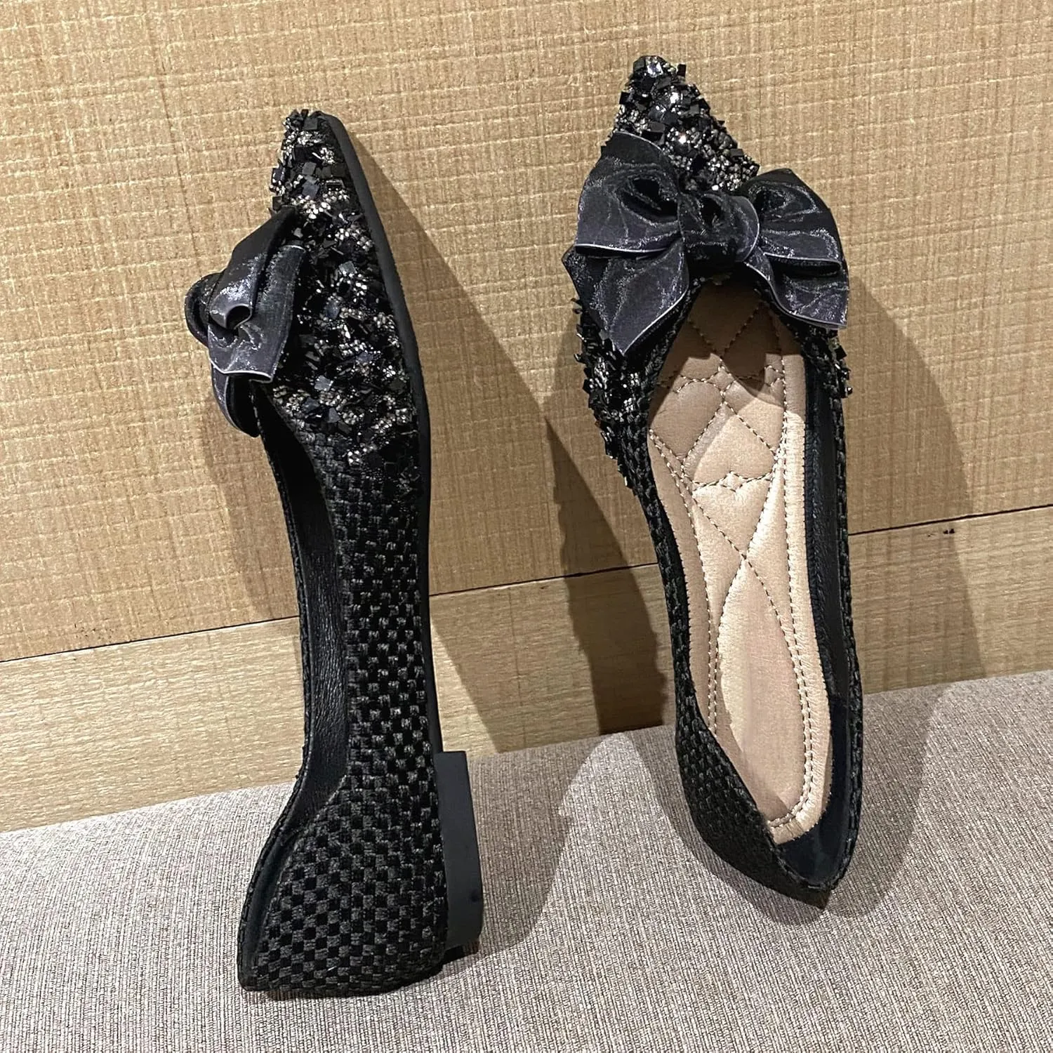 SAILING LU Dressy Shoes for Women Pointed Toe Bowknot Ballet Flats Comfortable Light Weight Slip on Walking Loafers