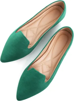 SAILING LU Women Pointed Toe Ballets Flats Faux Suede Comfortable Soft Ballet Walking Shoes Dressy Slip-on Ballerina Shoes