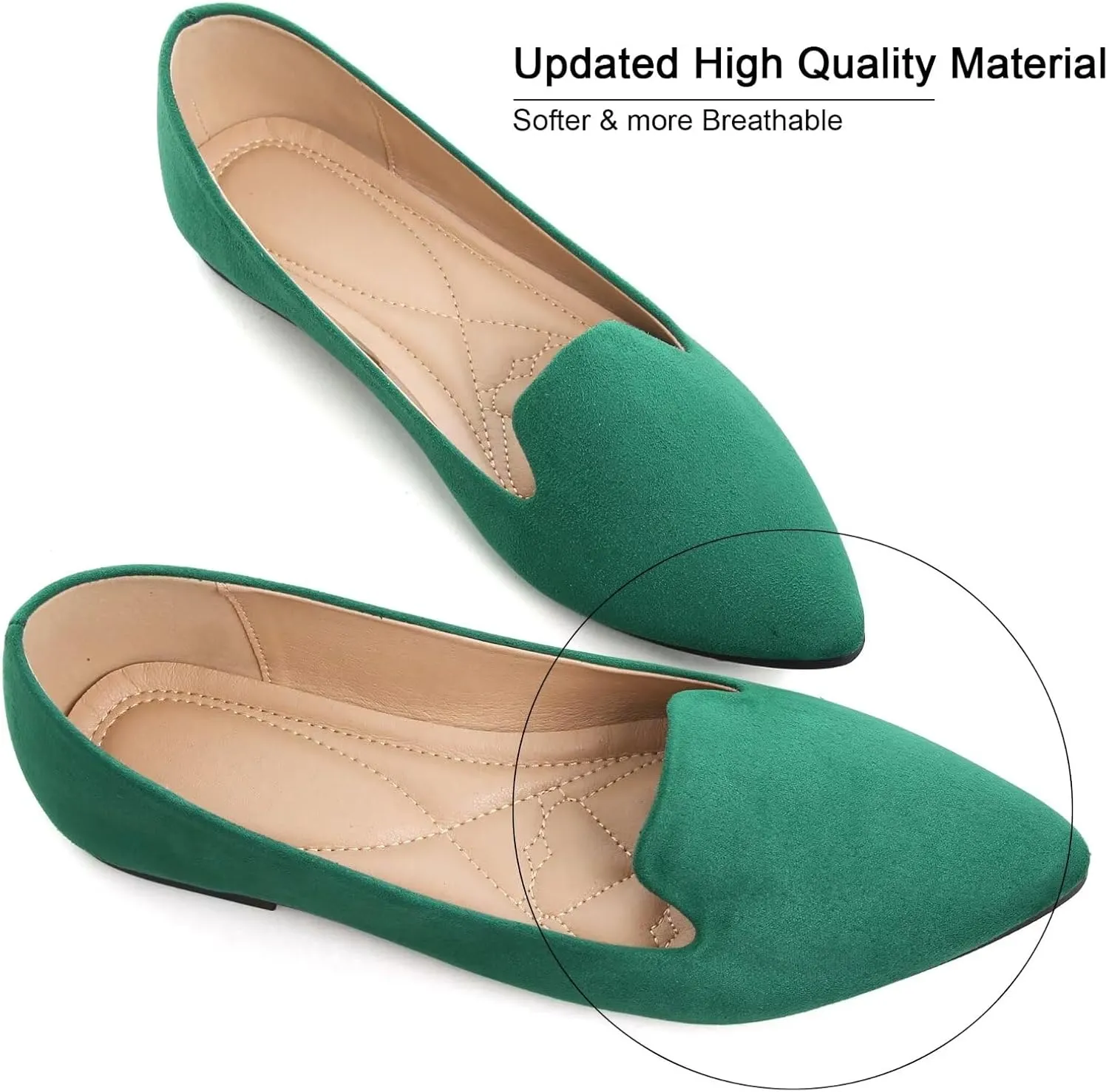 SAILING LU Women Pointed Toe Ballets Flats Faux Suede Comfortable Soft Ballet Walking Shoes Dressy Slip-on Ballerina Shoes