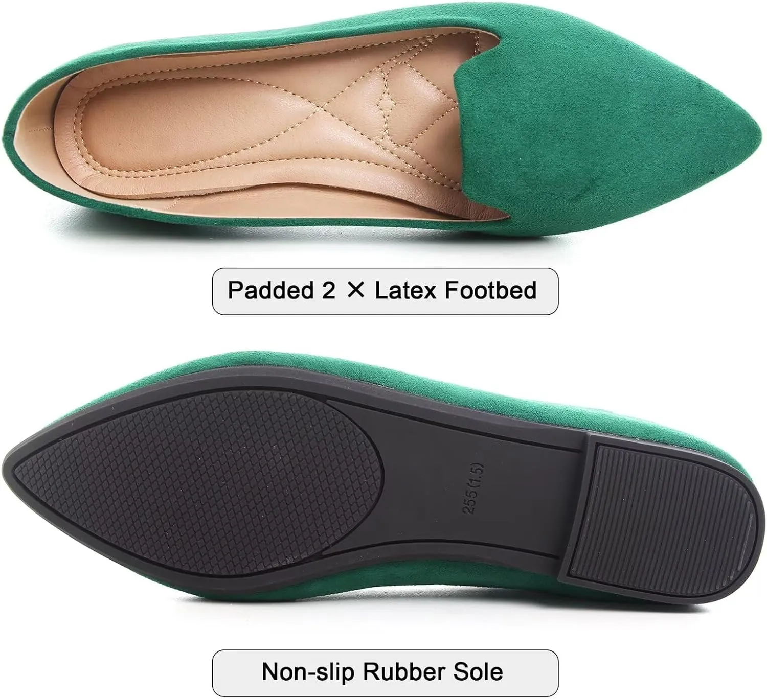SAILING LU Women Pointed Toe Ballets Flats Faux Suede Comfortable Soft Ballet Walking Shoes Dressy Slip-on Ballerina Shoes