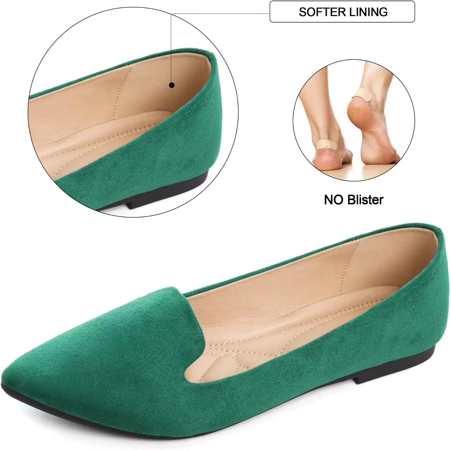 SAILING LU Women Pointed Toe Ballets Flats Faux Suede Comfortable Soft Ballet Walking Shoes Dressy Slip-on Ballerina Shoes