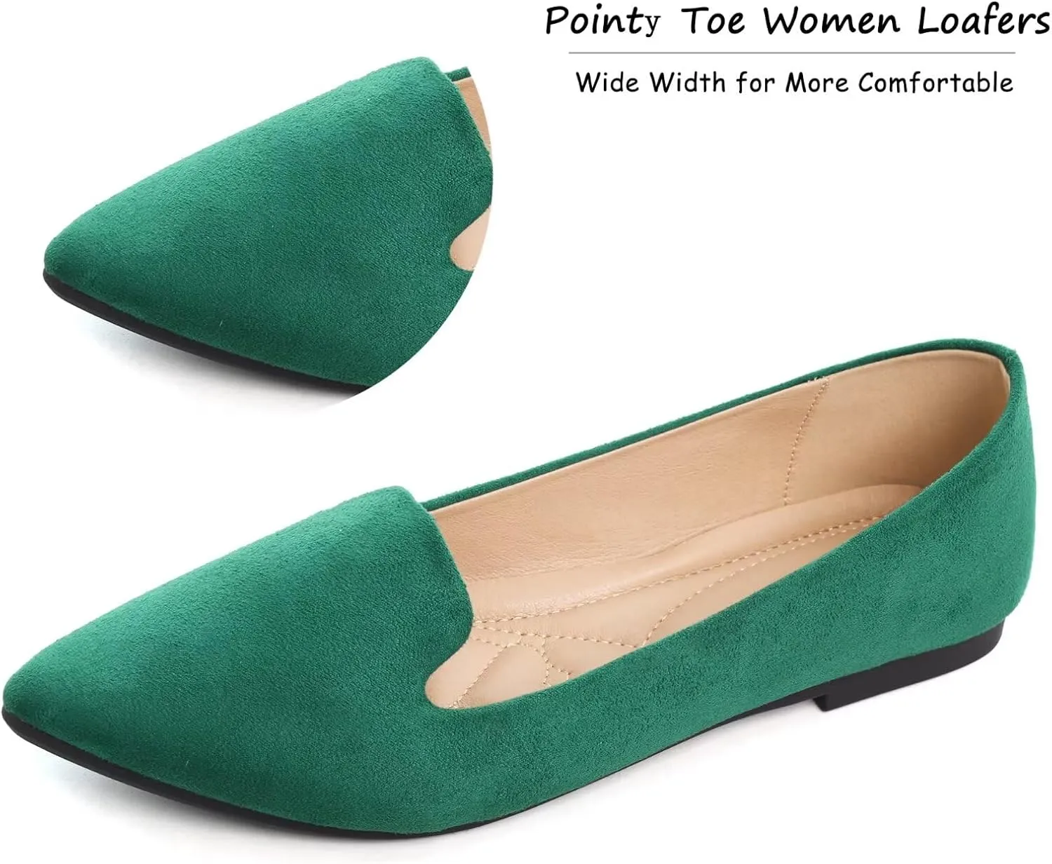 SAILING LU Women Pointed Toe Ballets Flats Faux Suede Comfortable Soft Ballet Walking Shoes Dressy Slip-on Ballerina Shoes