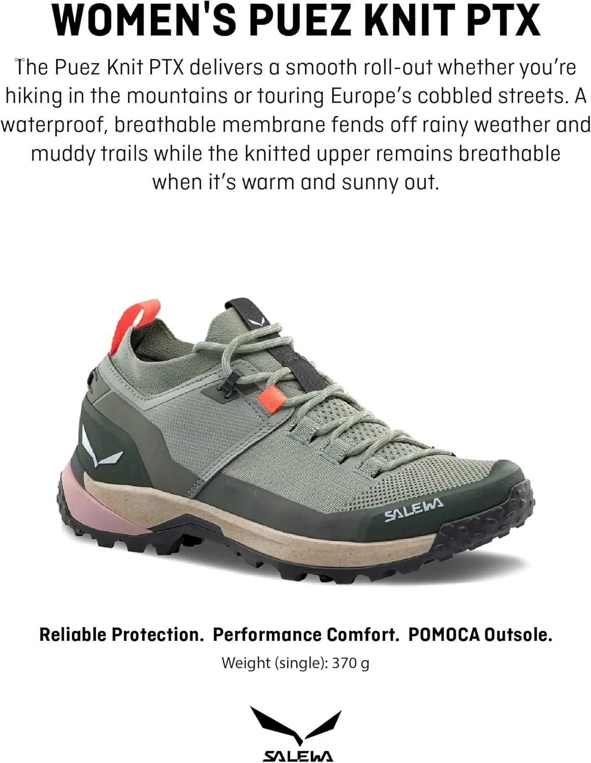 Salewa Women's Puez Knit Powertex Waterproof Trail Shoe for Hiking & Trekking