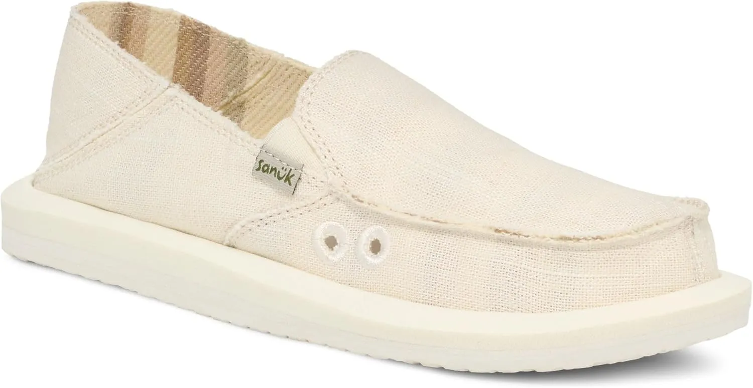 Sanuk Womens Donna Hemp Loafers | Womens Shoes | Slip On Shoes for Women | Women's Slip-on Loafers | Memory Foam Footbed