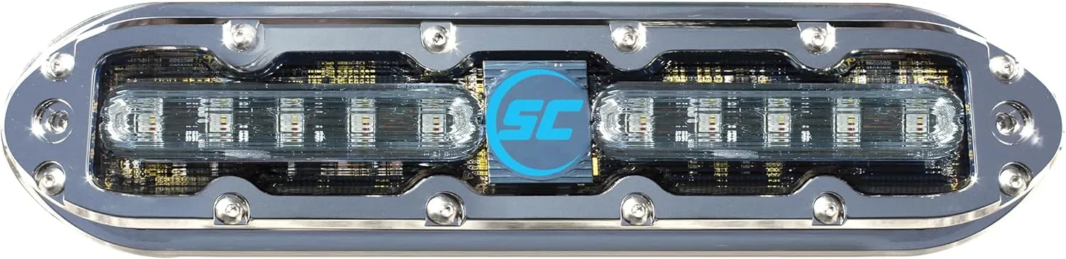 SCM-10 LED Underwater Boat Light - Bimini Blue - 316 Stainless Steel Housing - Polycarbonate Lens - IP68 Fully Submersible Waterproof