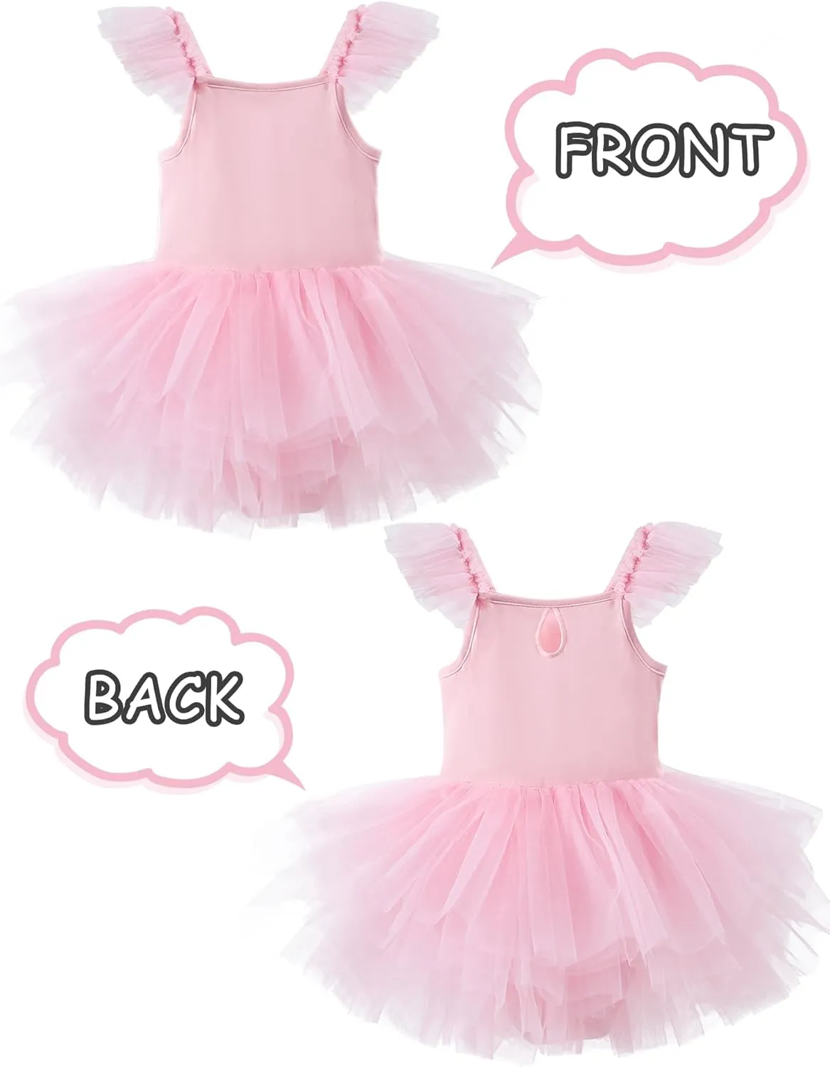SEAUR Toddler Girls Ballet Dance Dress Sleeveless Fluffy Tutu Tulle Dress Elegant Ballerina Dancewear