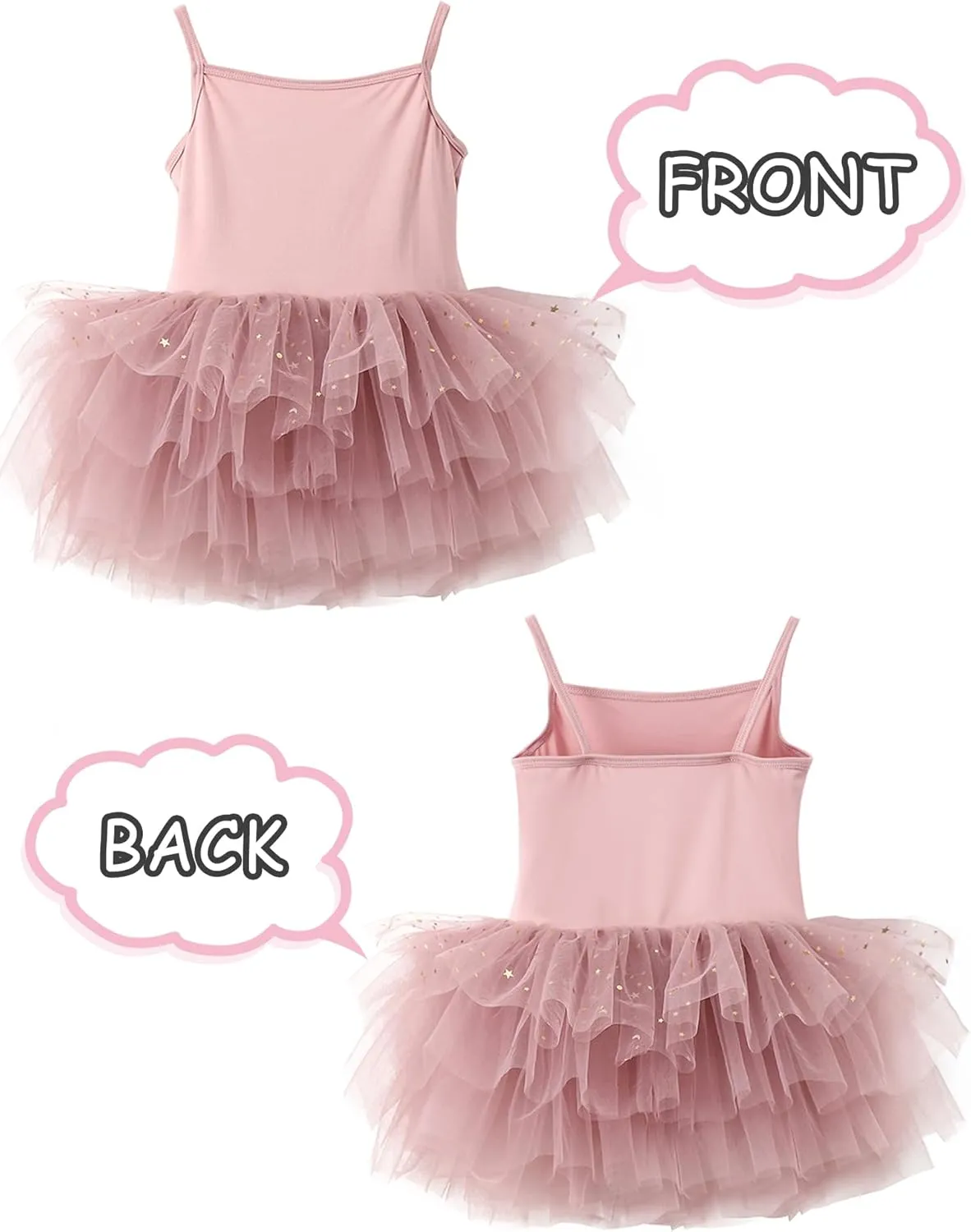 SEAUR Toddler Girls Ballet Dance Dress Sleeveless Fluffy Tutu Tulle Dress Elegant Ballerina Dancewear
