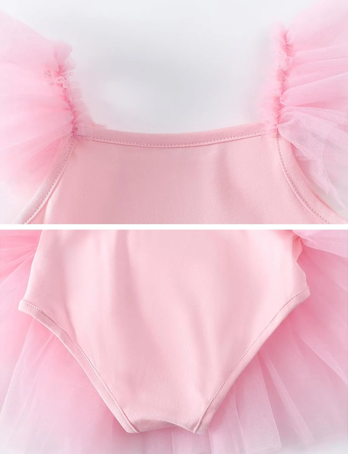 SEAUR Toddler Girls Ballet Dance Dress Sleeveless Fluffy Tutu Tulle Dress Elegant Ballerina Dancewear