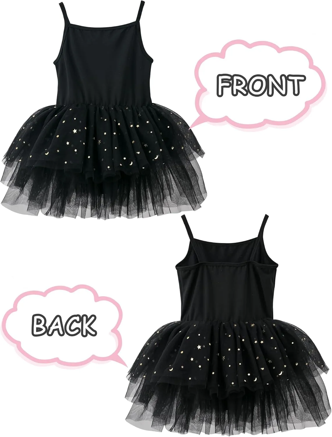 SEAUR Toddler Girls Ballet Dance Dress Sleeveless Fluffy Tutu Tulle Dress Elegant Ballerina Dancewear