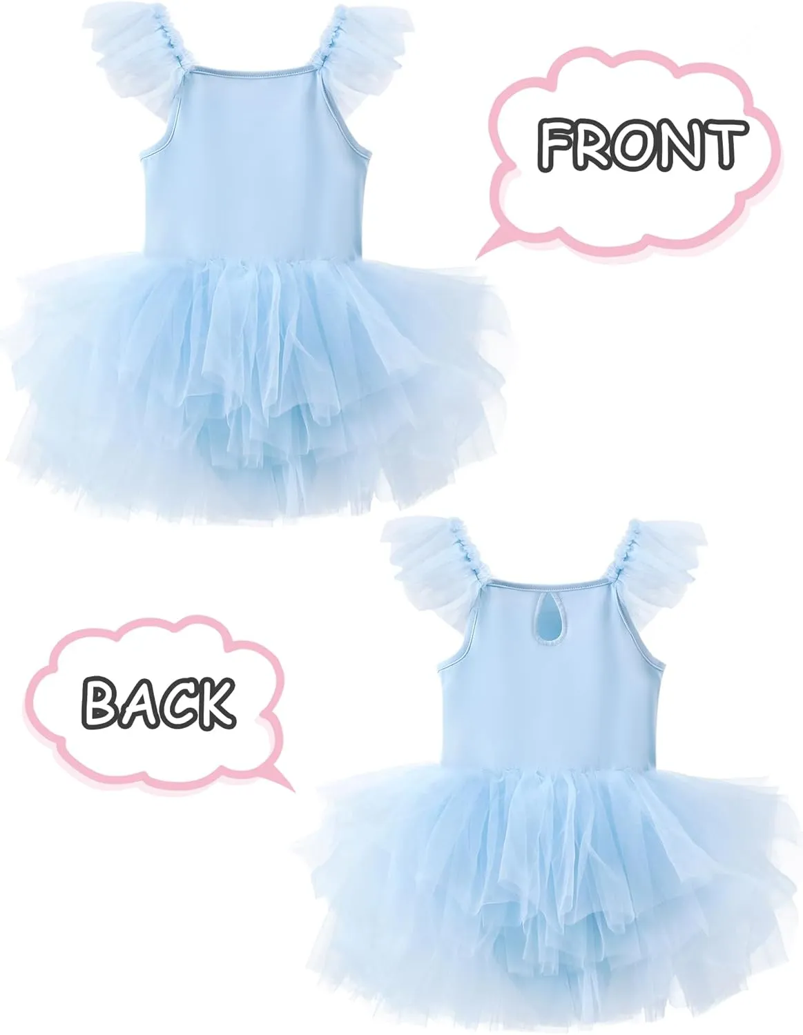 SEAUR Toddler Girls Ballet Dance Dress Sleeveless Fluffy Tutu Tulle Dress Elegant Ballerina Dancewear