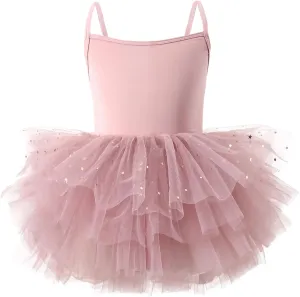 SEAUR Toddler Girls Ballet Dance Dress Sleeveless Fluffy Tutu Tulle Dress Elegant Ballerina Dancewear
